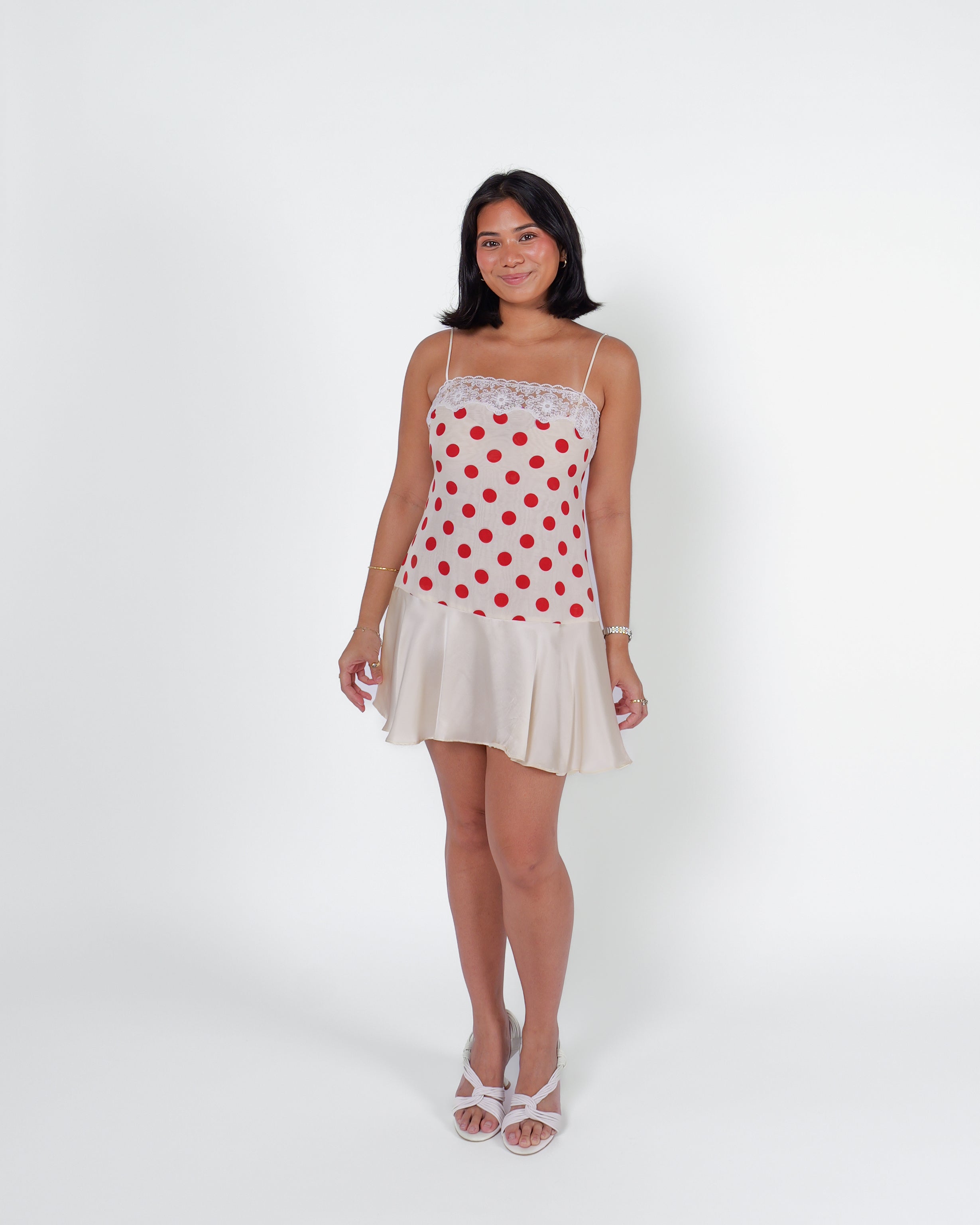 Margaux Silk Mini Dress in Red