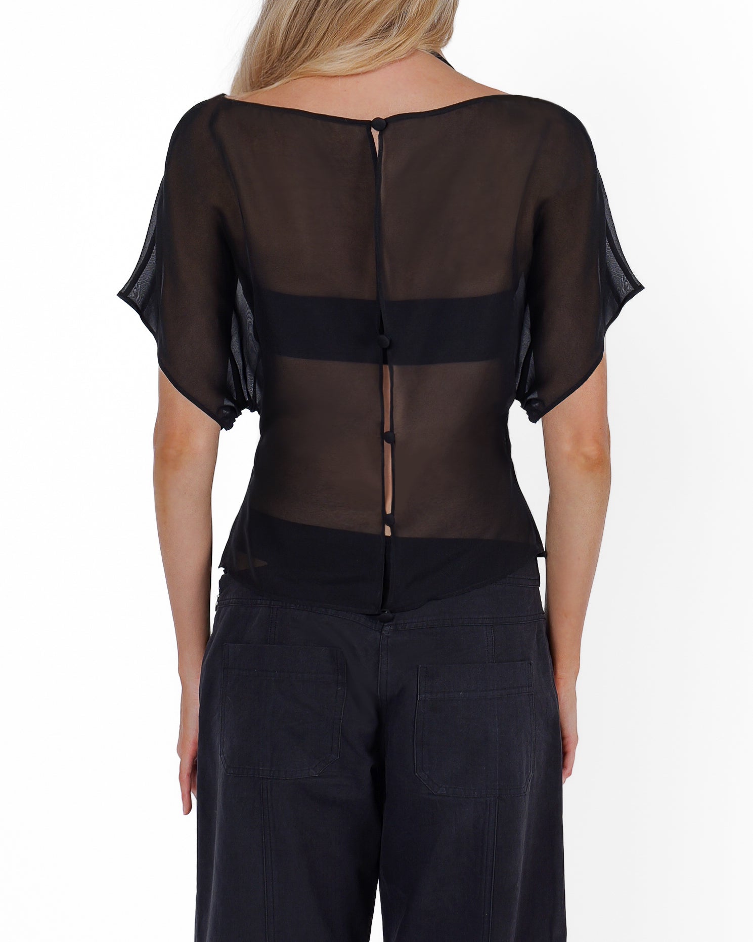 Ava Silk Shirt Set, Black